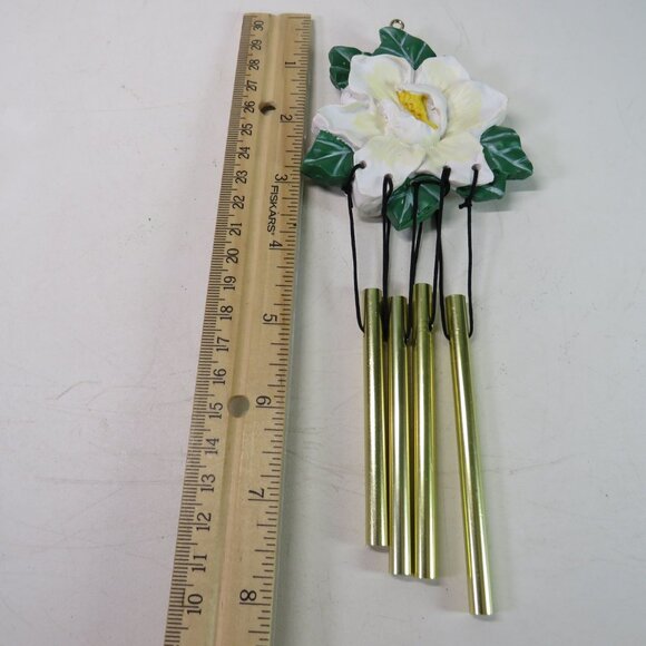 Gardenia Flower Wind Chime Double Sided Resin with metal chimes - Picture 1 of 10
